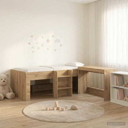 vidaXL Kids'High Bed Frame with Desk 2 pcs Artisan Oak 1