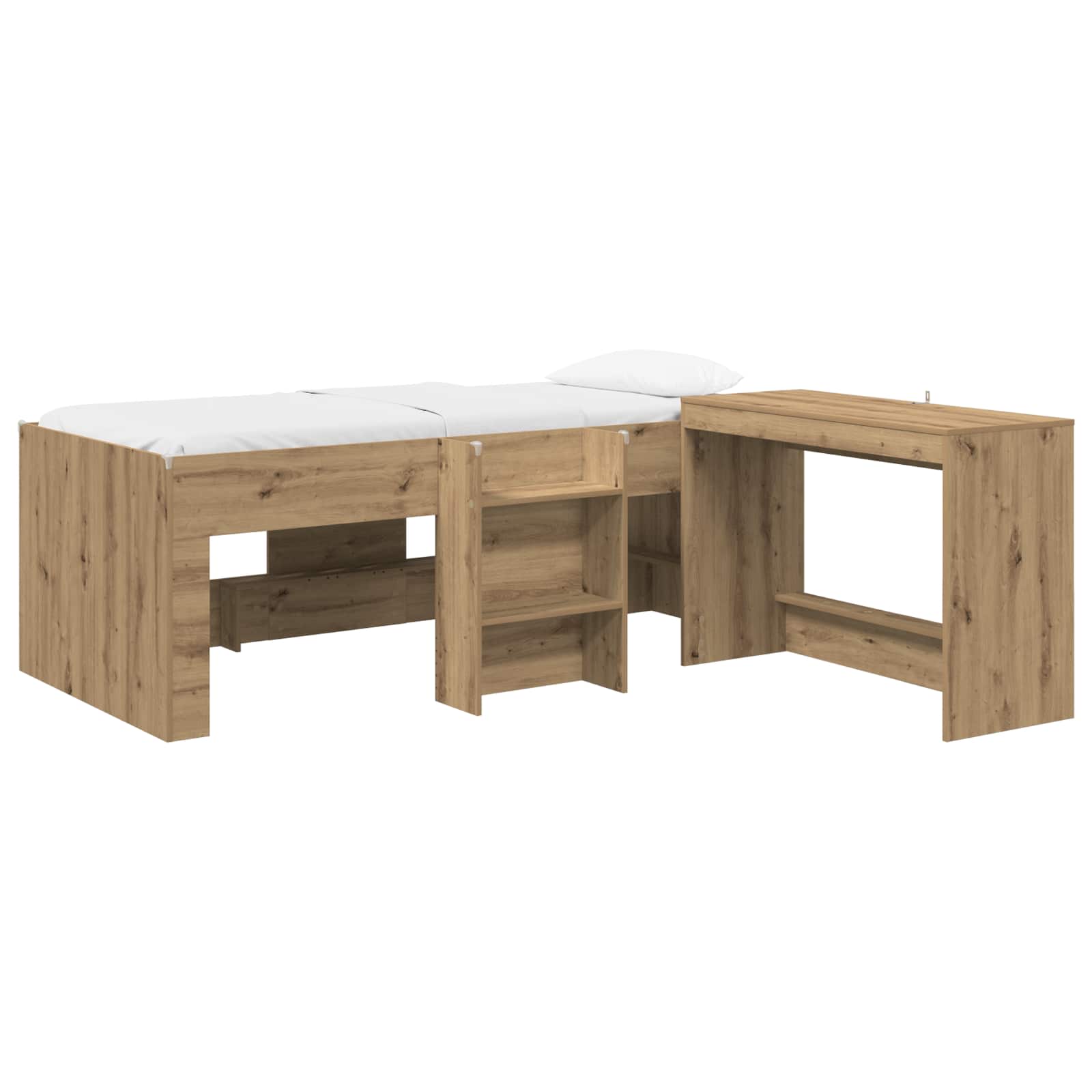 vidaXL Kids'High Bed Frame with Desk 2 pcs Artisan Oak 2