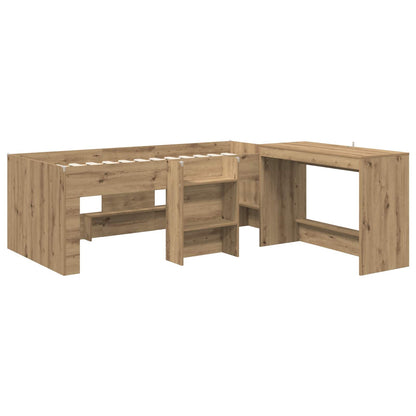 vidaXL Kids'High Bed Frame with Desk 2 pcs Artisan Oak 3