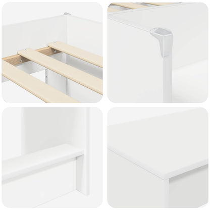 vidaXL Kids'High Bed Frame with Desk 2 pcs White Engineered Wood 6