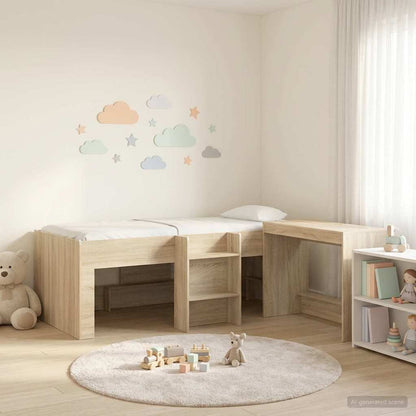 vidaXL Kids'High Bed Frame with Desk 2 pcs Sonoma Oak Engineered Wood 1