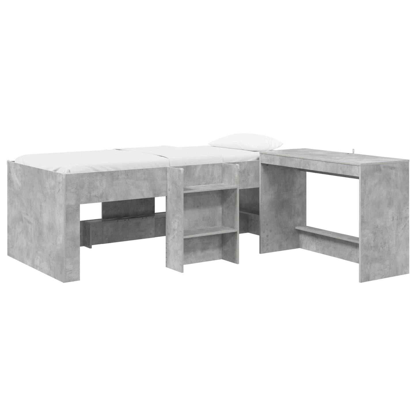 vidaXL Kids'High Bed Frame with Desk 2 pcs Concrete Grey 2