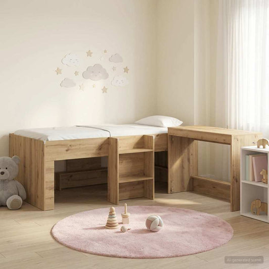 Kids' High Bed Frame with Desk 2 pcs Artisan oak