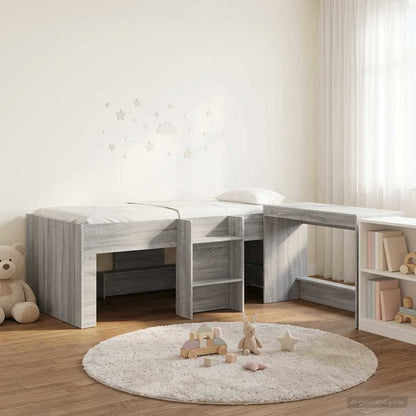 vidaXL Kids'High Bed Frame with Desk 2 pcs Grey Sonoma 1
