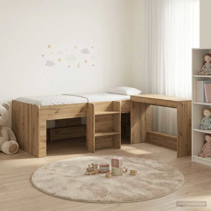 Kids' High Bed Frame with Desk 2 pcs Engineered Wood Artisan oak