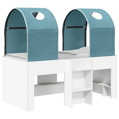 vidaXL Bed with Tunnel 3 pcs White and Light Blue Engineered Wood 2