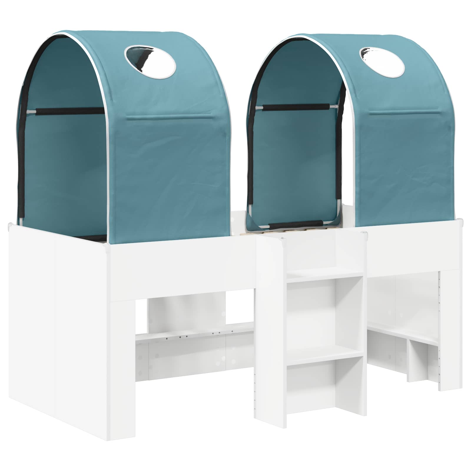 vidaXL Bed with Tunnel 3 pcs White and Light Blue Engineered Wood 3
