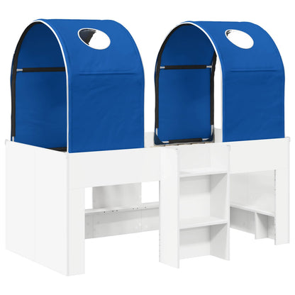Bed with Tunnel 3 pcs Engineered Wood White and blue