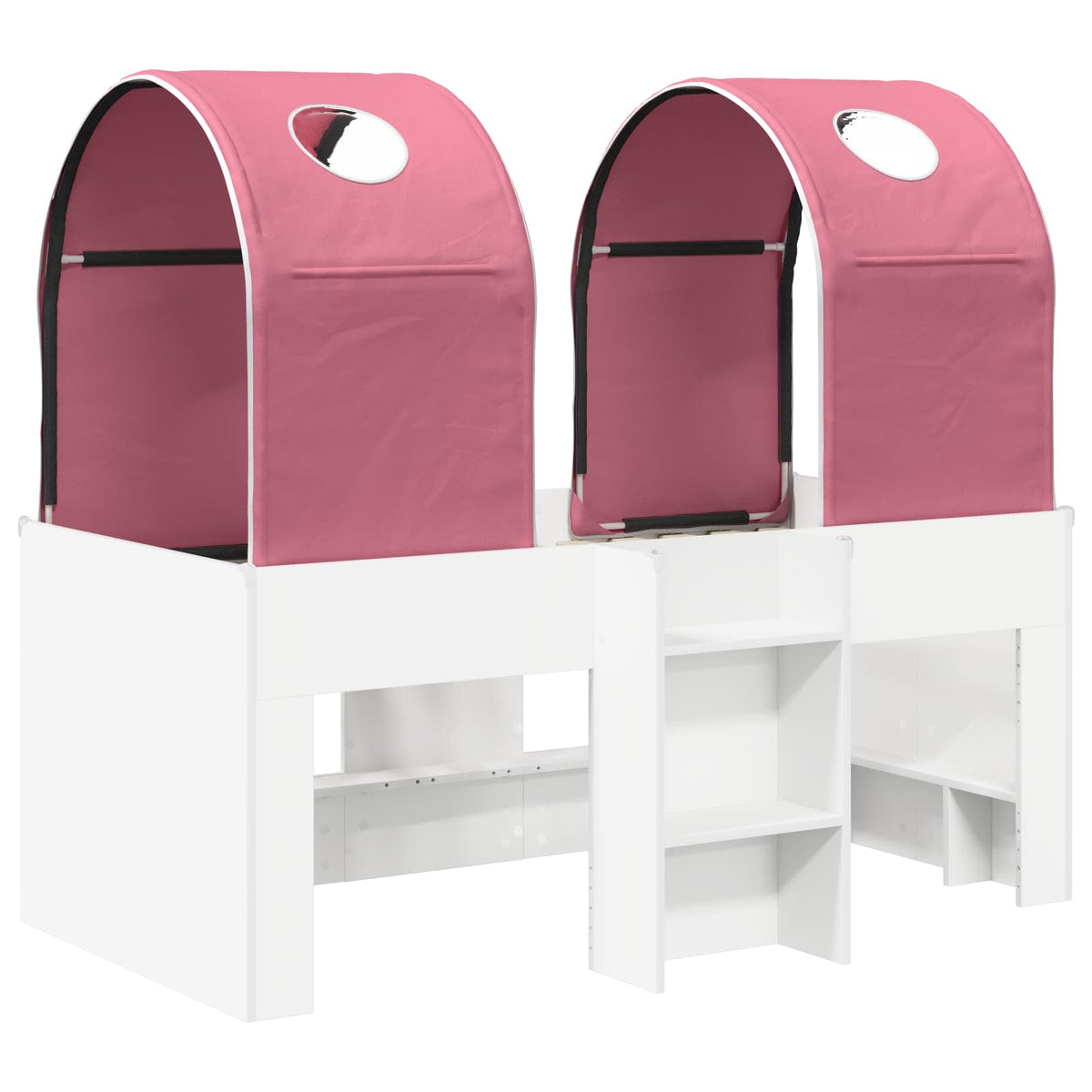 Bed with Tunnel 3 pcs Engineered Wood White and pink