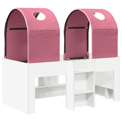 Bed with Tunnel 3 pcs Engineered Wood White and pink