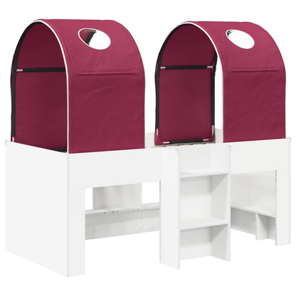 Bed with Tunnel 3 pcs Engineered Wood White and red