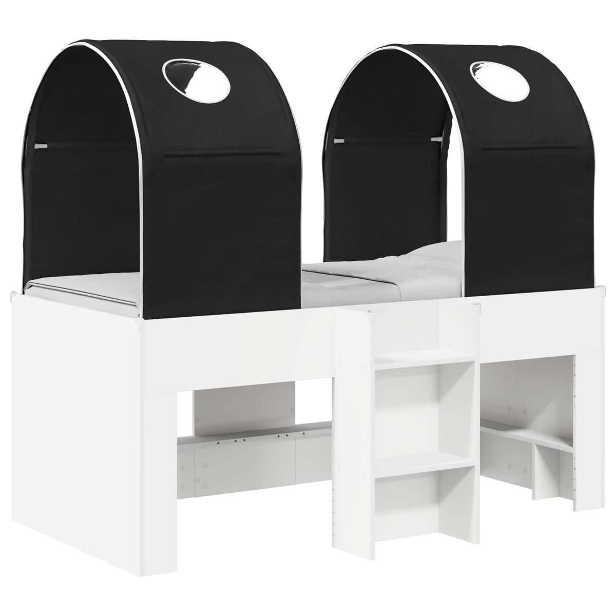 Bed with Tunnel 3 pcs Engineered Wood White and black