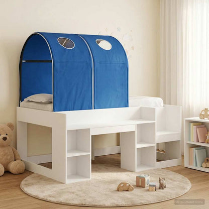 vidaXL Bed with Tunnel with Shelf 3 pcs White and Blue Engineered Wood 1