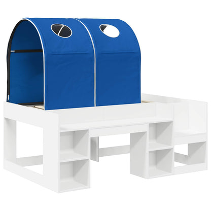 vidaXL Bed with Tunnel with Shelf 3 pcs White and Blue Engineered Wood 3
