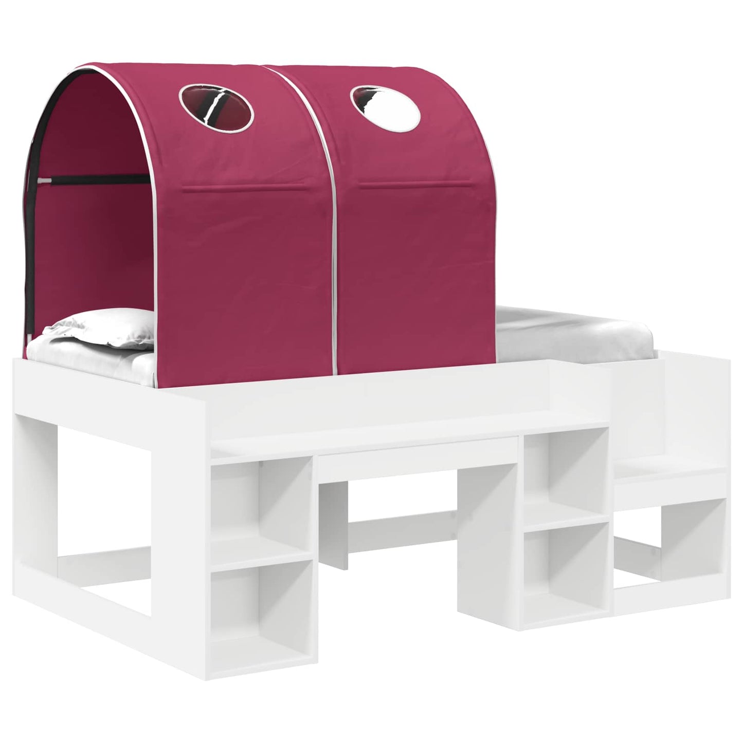 vidaXL Bed with Tunnel with Shelf 3 pcs White and Red Engineered Wood 2