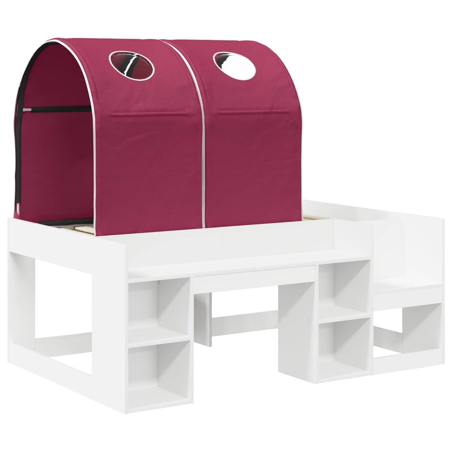 vidaXL Bed with Tunnel with Shelf 3 pcs White and Red Engineered Wood 3