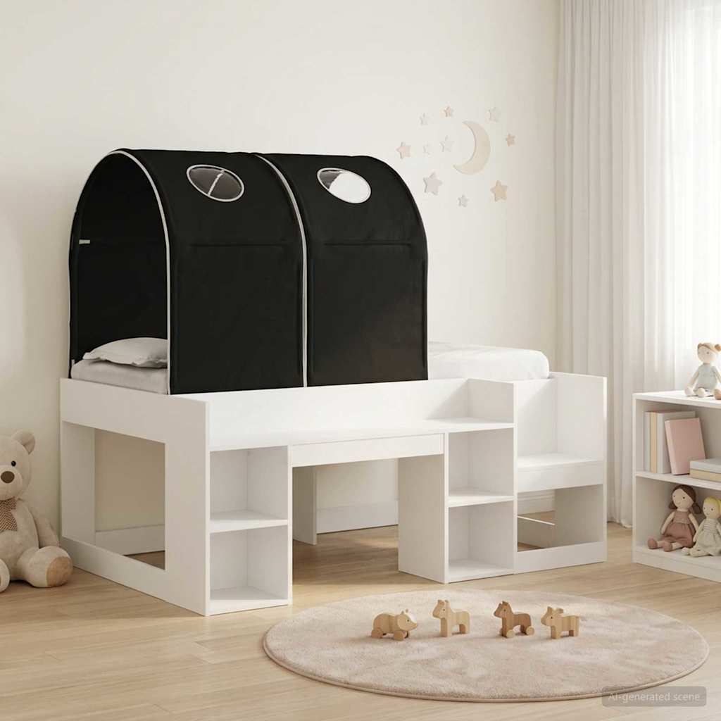 vidaXL Bed with Tunnel 3 pcs White and Black Engineered Wood 1
