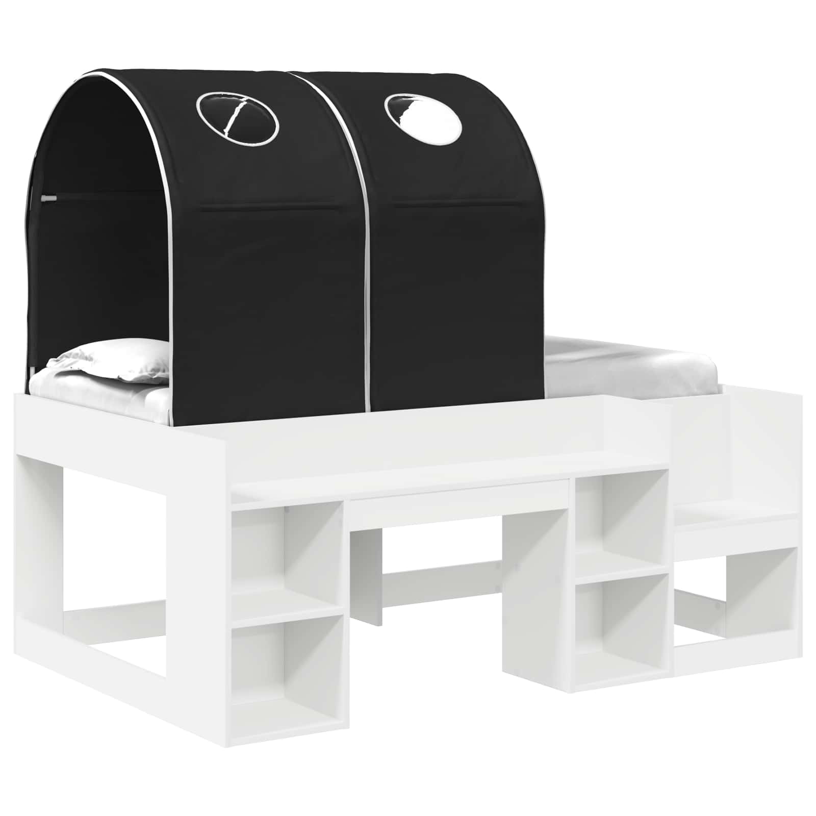 vidaXL Bed with Tunnel 3 pcs White and Black Engineered Wood 2