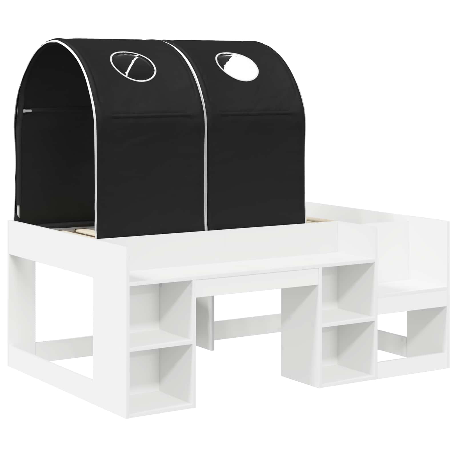 vidaXL Bed with Tunnel 3 pcs White and Black Engineered Wood 3