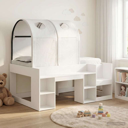 vidaXL Bed with Tunnel with Shelf 3 pcs White Engineered Wood 1