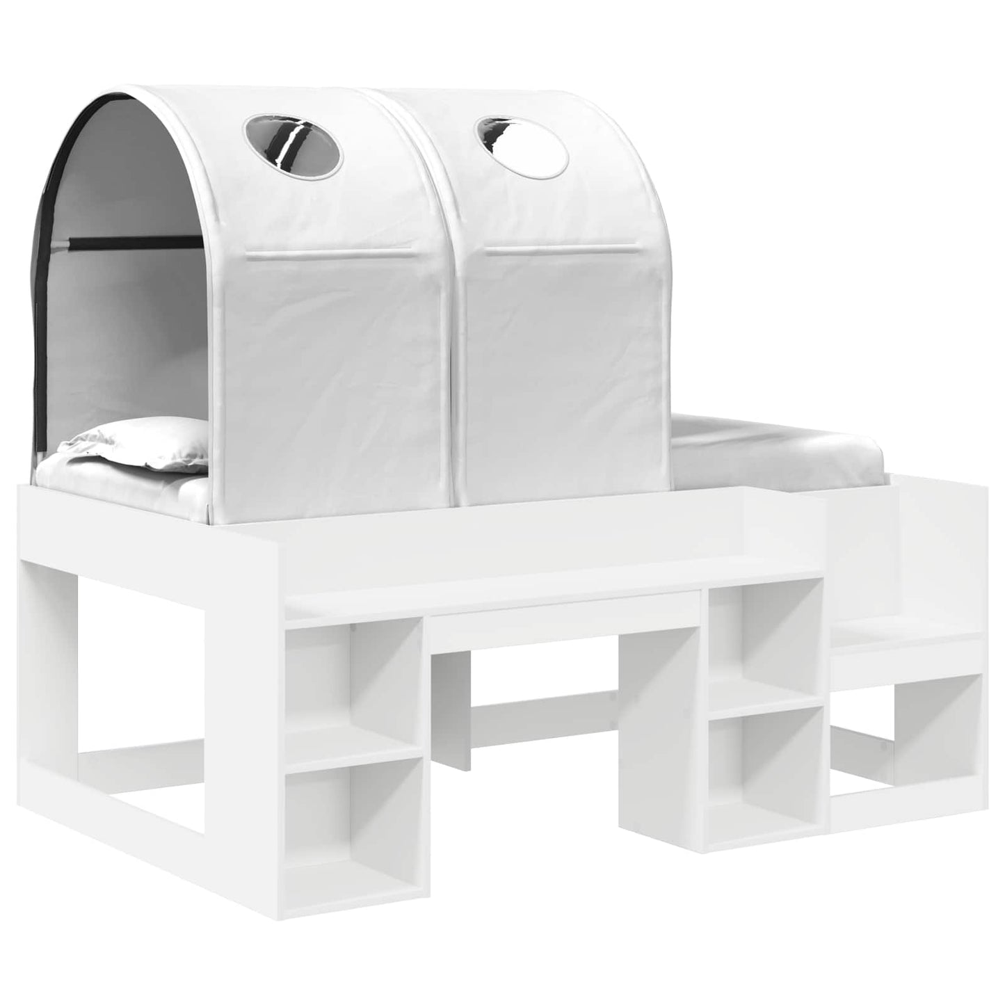vidaXL Bed with Tunnel with Shelf 3 pcs White Engineered Wood 2
