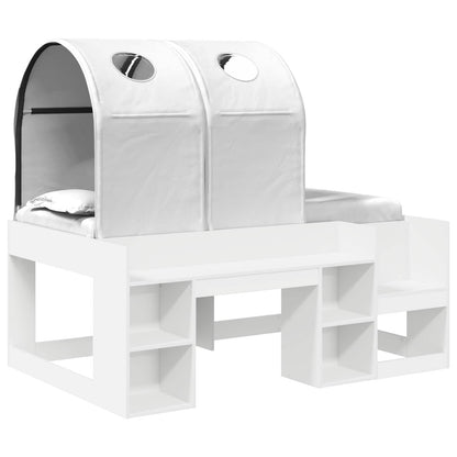 vidaXL Bed with Tunnel with Shelf 3 pcs White Engineered Wood 2