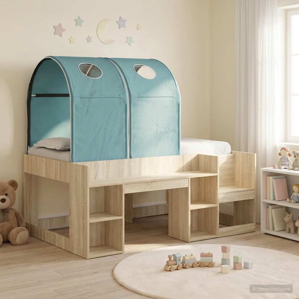 vidaXL Bed with Tunnel 3 pcs Sonoma Oak and Light Blue Engineered Wood 1