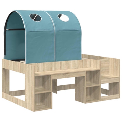 vidaXL Bed with Tunnel 3 pcs Sonoma Oak and Light Blue Engineered Wood 3
