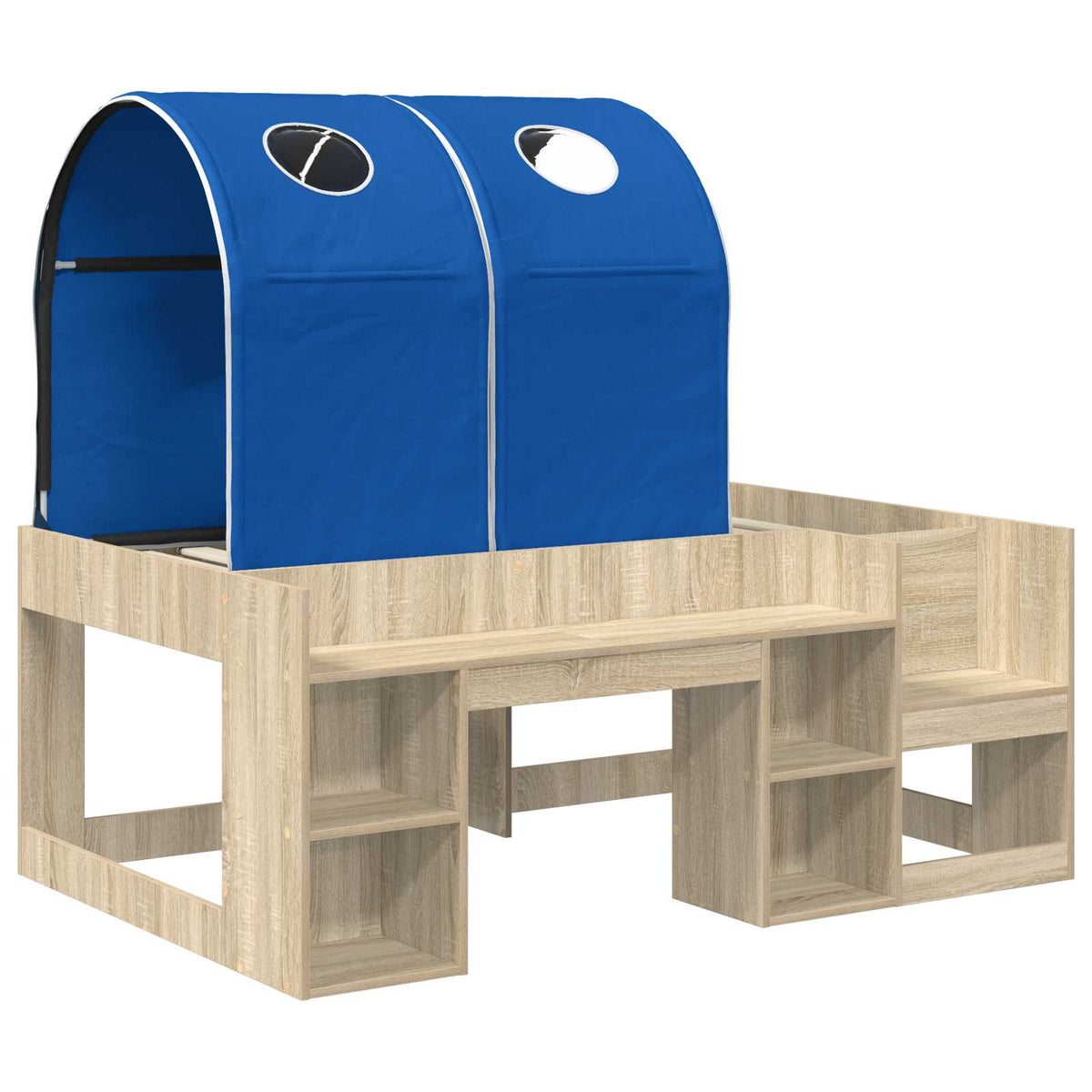 Bed with Tunnel 3 pcs Engineered Wood Sonoma oak and blue