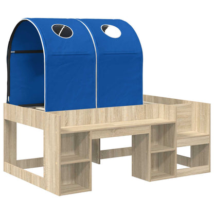 Bed with Tunnel 3 pcs Engineered Wood Sonoma oak and blue