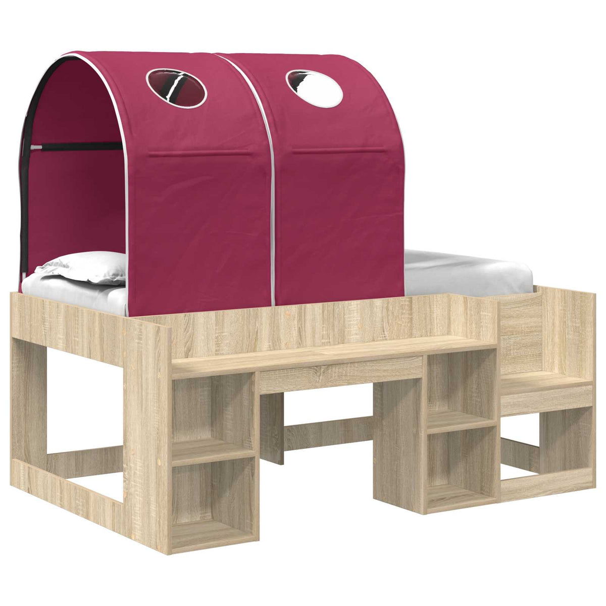 Bed with Tunnel 3 pcs Engineered Wood Sonoma oak and red