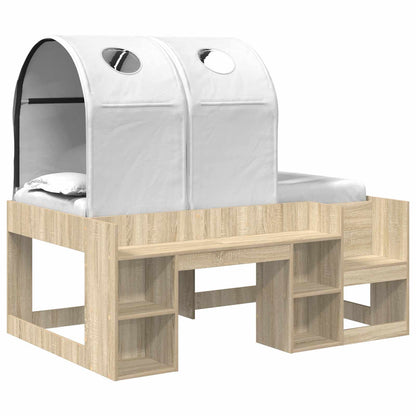 vidaXL Bed with Tunnel 3 pcs Sonoma Oak and White Engineered Wood 2