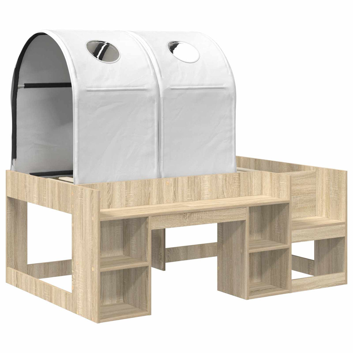 vidaXL Bed with Tunnel 3 pcs Sonoma Oak and White Engineered Wood 3