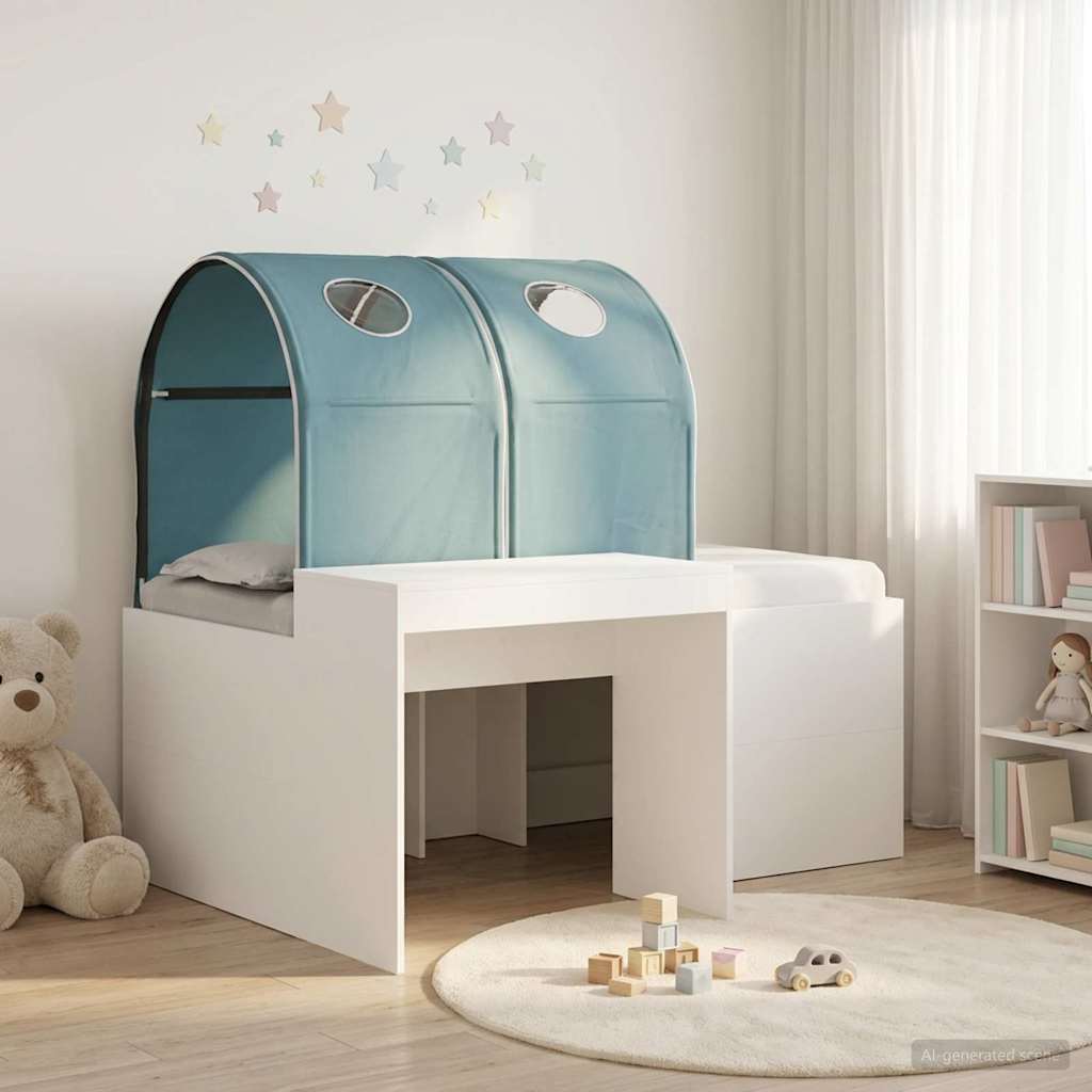 vidaXL Bed with Tunnel 3 pcs White and Light Blue Engineered Wood 1