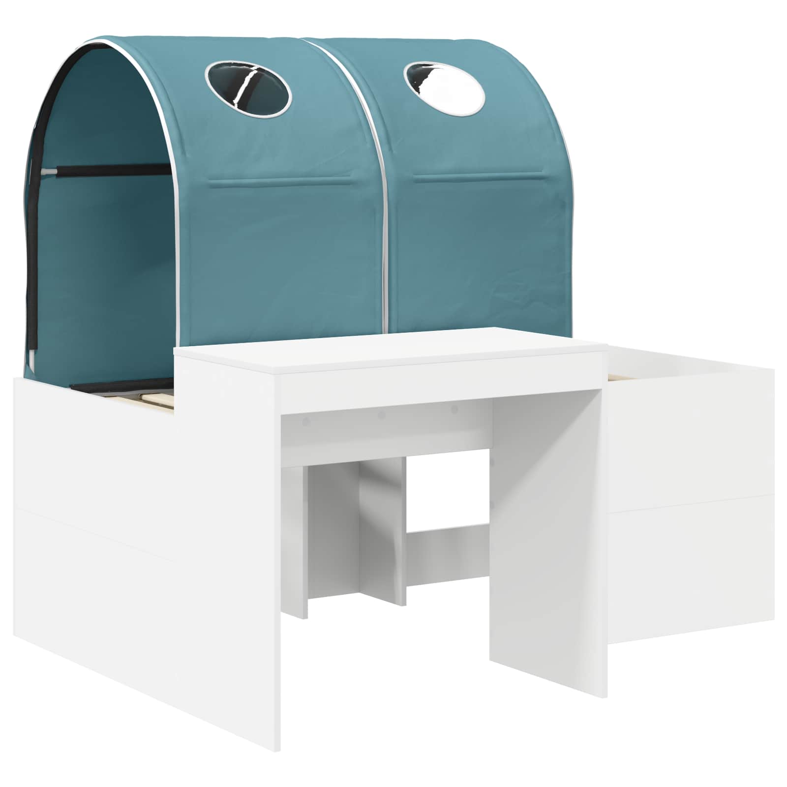 vidaXL Bed with Tunnel 3 pcs White and Light Blue Engineered Wood 3