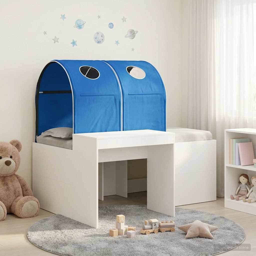 vidaXL Bed with Tunnel 3 pcs White and Blue Engineered Wood 1