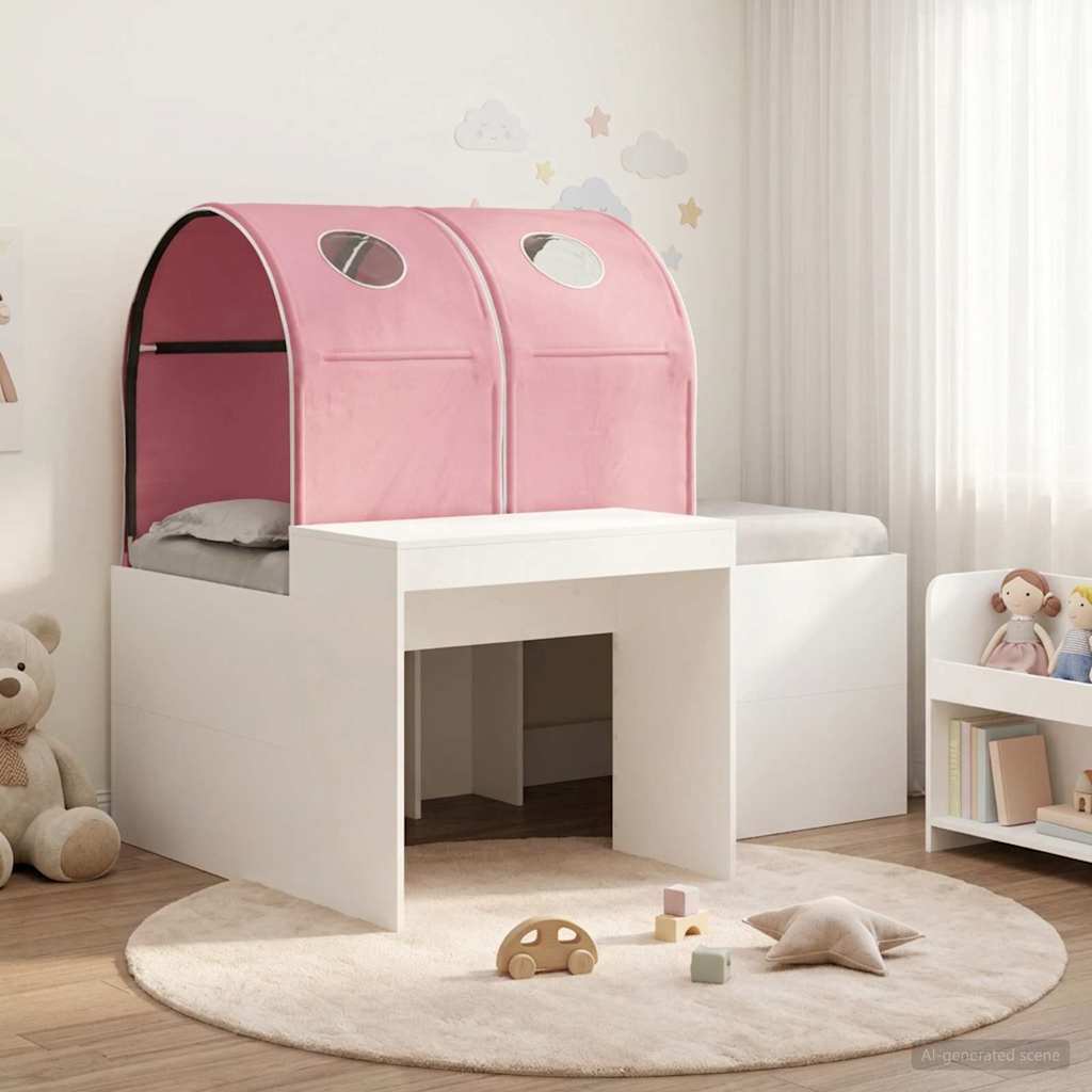 vidaXL Bed with Tunnel 3 pcs White and Pink Engineered Wood 1