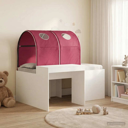 Bed with Tunnel 3 pcs Engineered Wood White and red