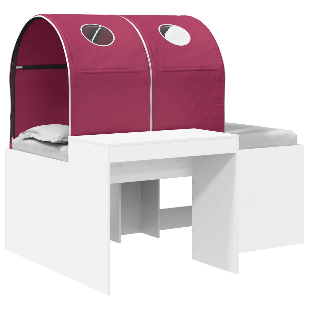 Bed with Tunnel 3 pcs Engineered Wood White and red