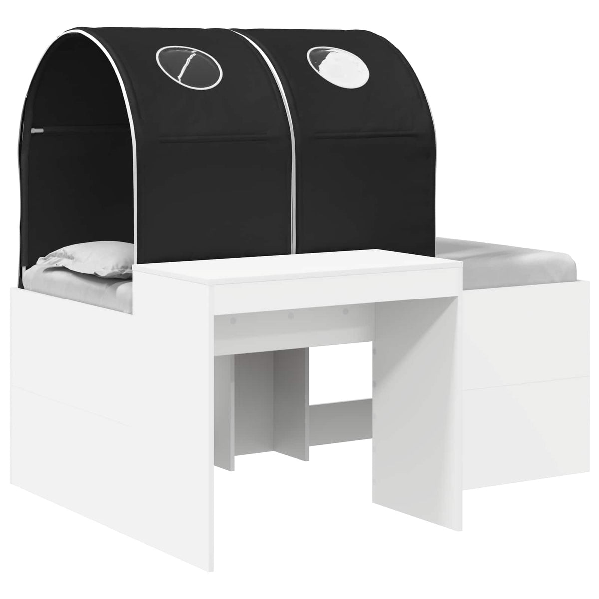 Bed with Tunnel 3 pcs Engineered Wood White and black