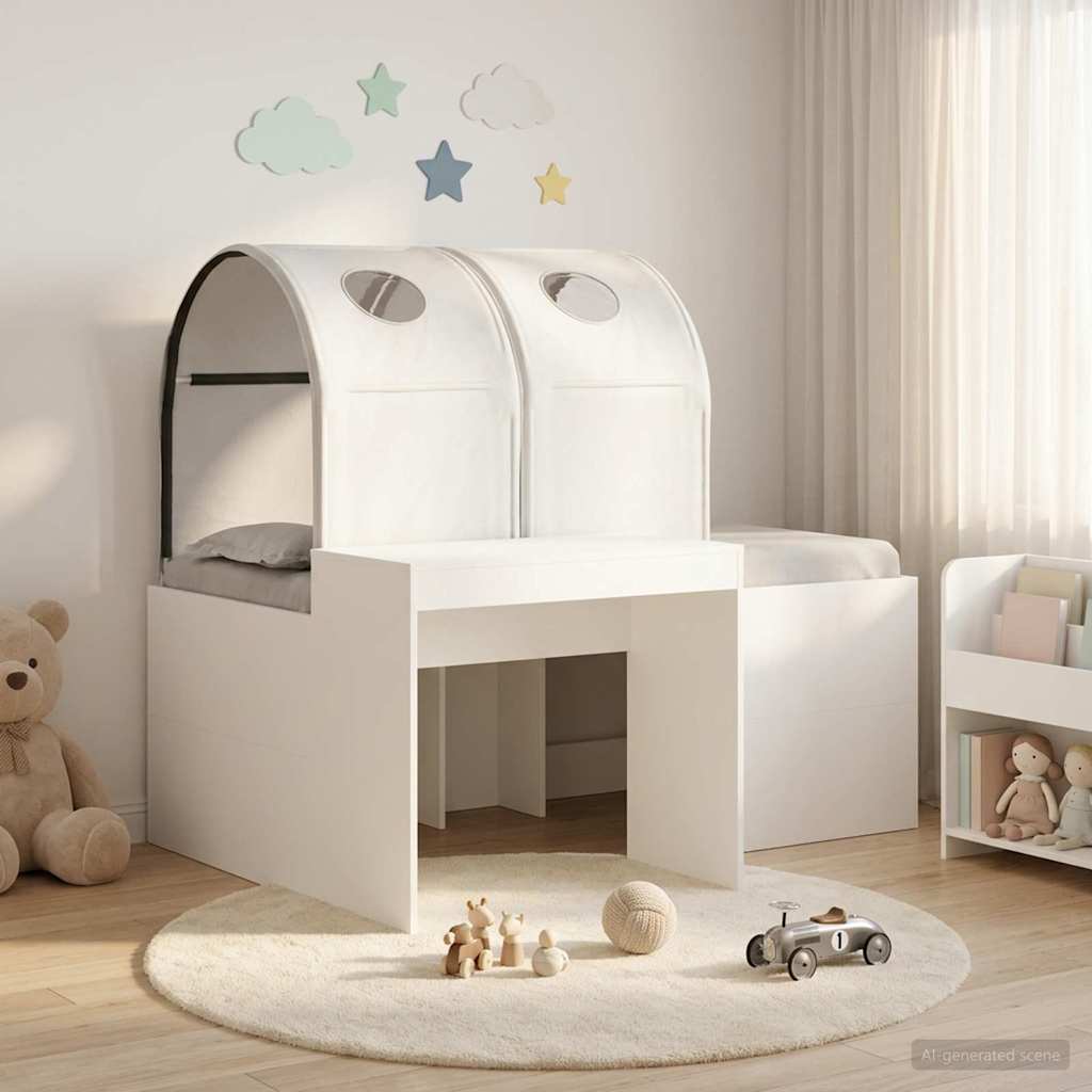 vidaXL Bed with Tunnel 3 pcs White Engineered Wood 1