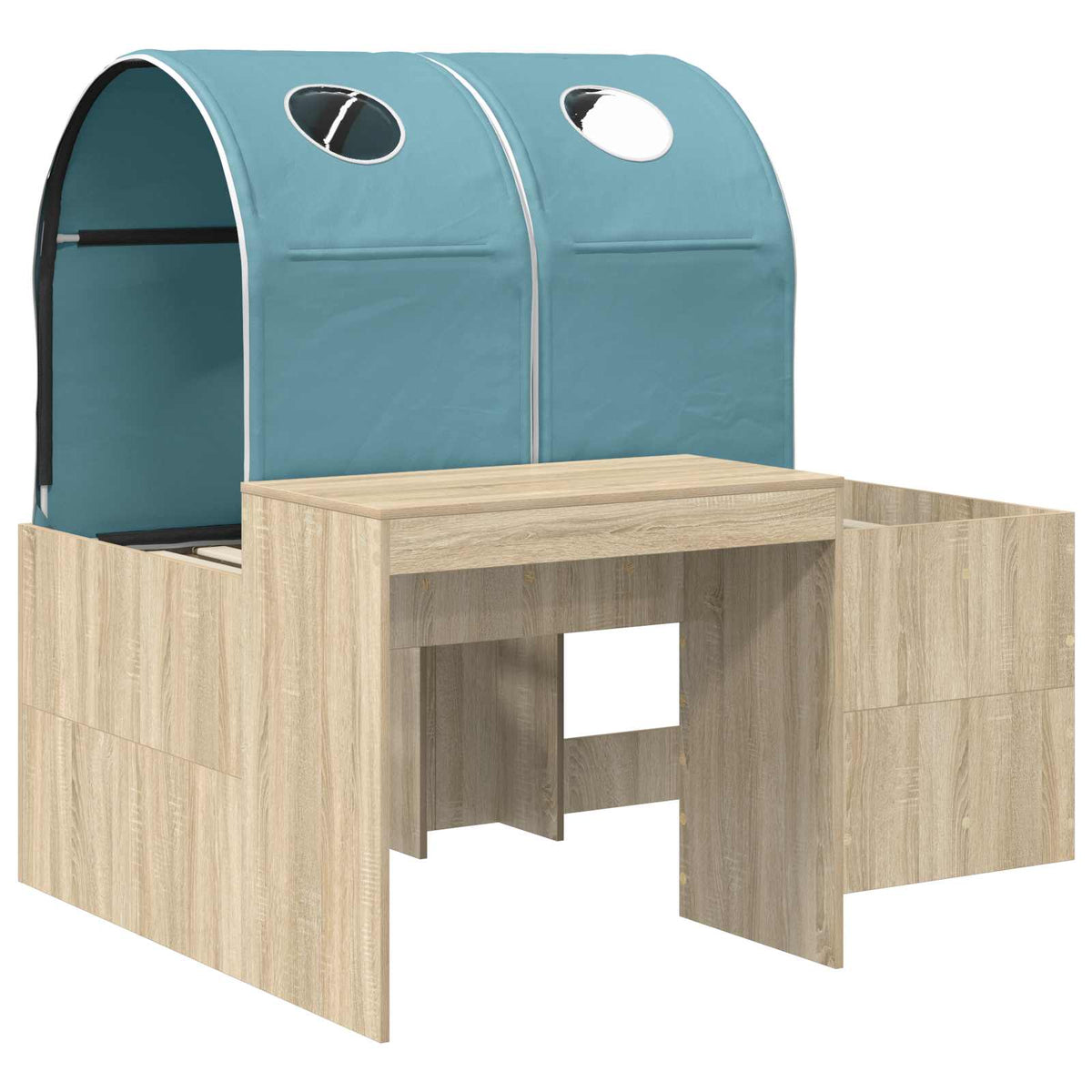 Bed with Tunnel 3 pcs Engineered Wood Sonoma oak and light blue