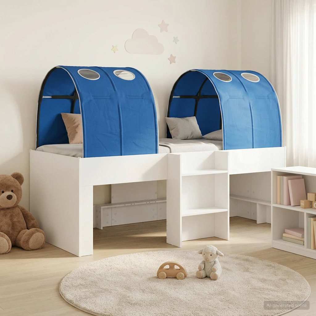 vidaXL Bed with Tunnel 4 pcs White and Blue Engineered Wood 1