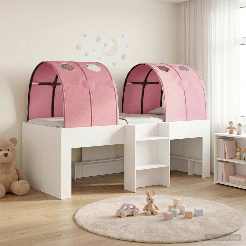 vidaXL Bed with Tunnel 3 pcs White and Pink Engineered Wood 1