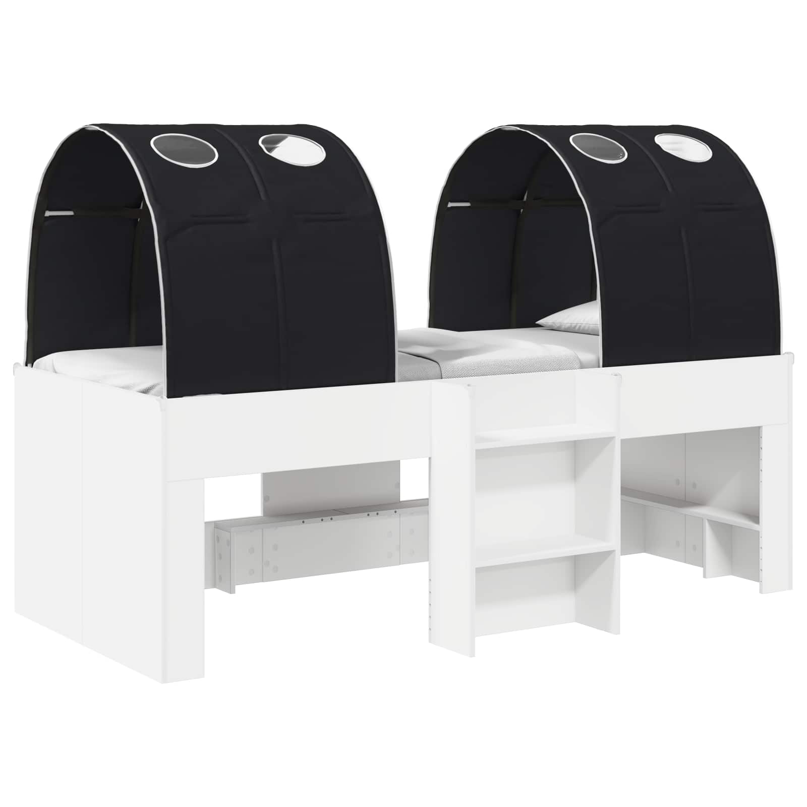 vidaXL Bed with Tunnel 3 pcs White and Black Engineered Wood 2