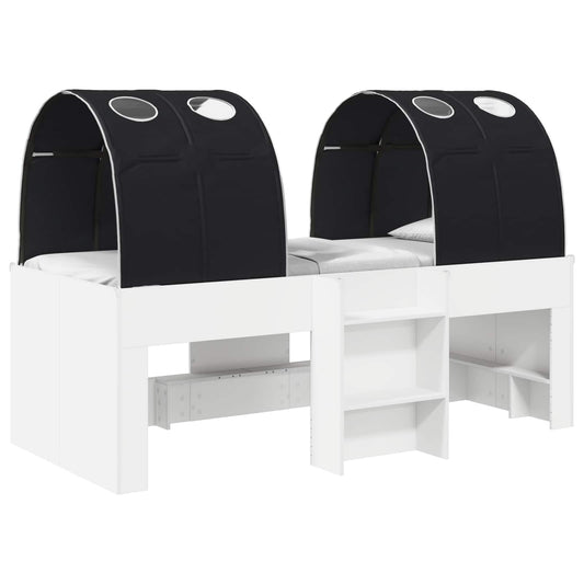 vidaXL Bed with Tunnel 3 pcs White and Black Engineered Wood 2