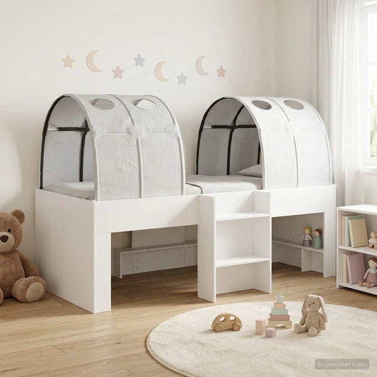 vidaXL Bed with Tunnel 3 pcs White Engineered Wood 1
