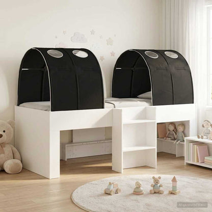 vidaXL Kids'High Bed Frame with Tunnel 3 pcs White and Black 1