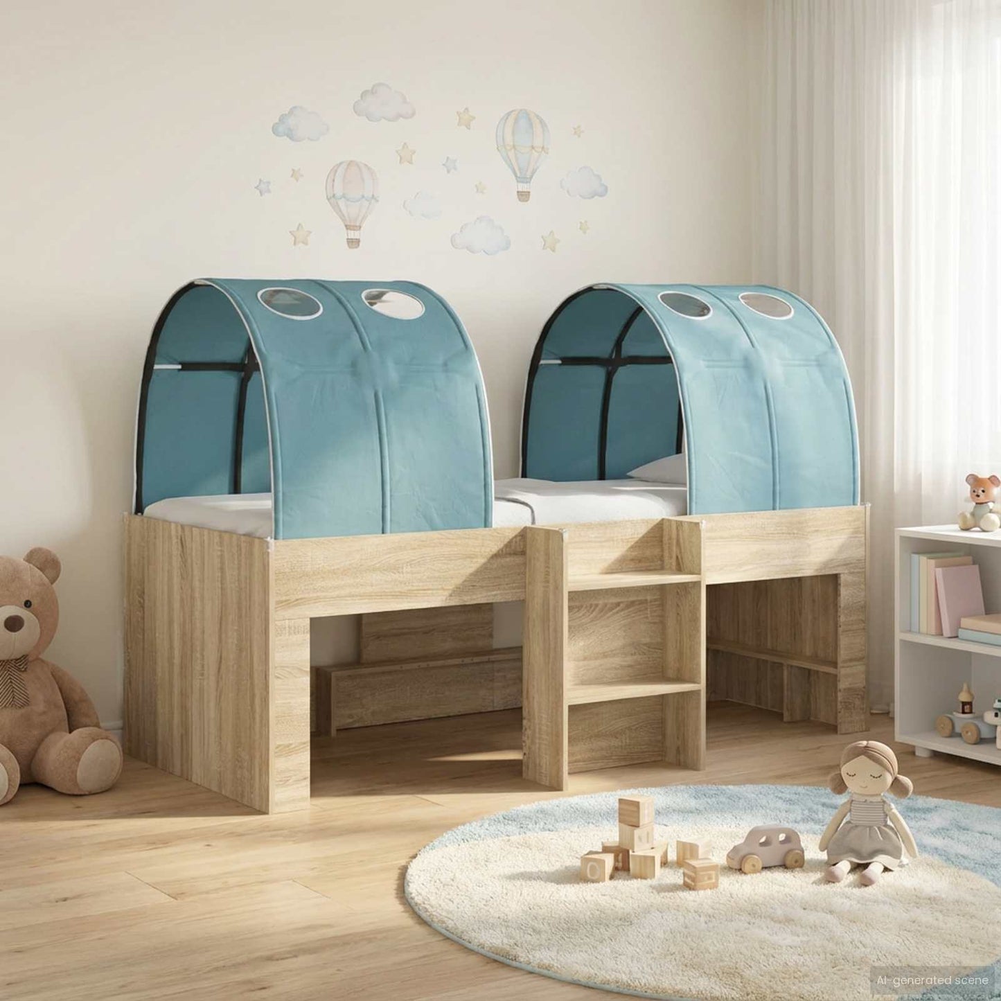 vidaXL Kids'High Bed Frame with Tunnel 3 pcs Engineered Wood 1