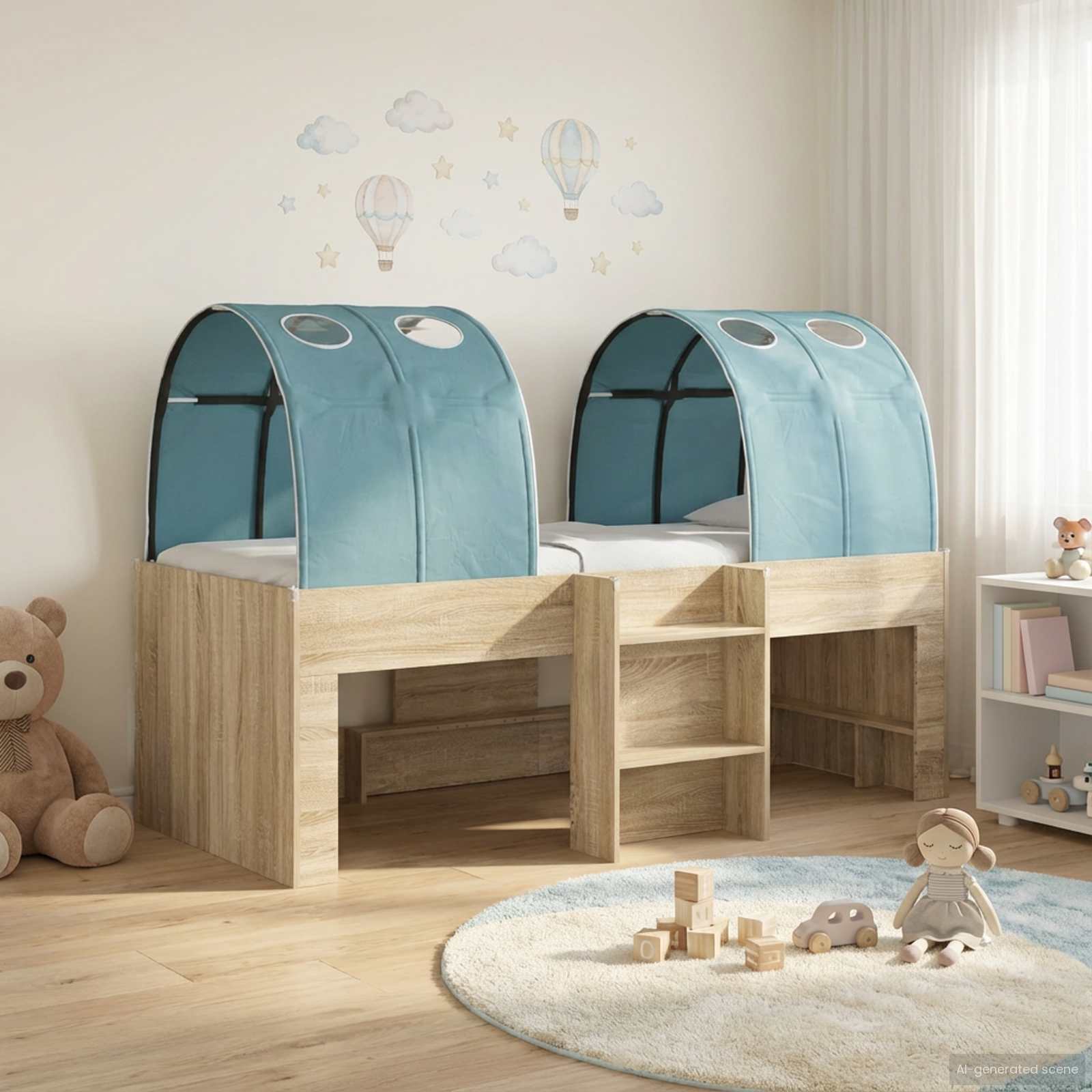 vidaXL Kids'High Bed Frame with Tunnel 3 pcs Engineered Wood 1